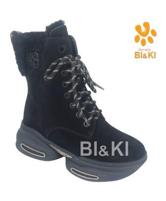 BI&KI Зима A-B00888-B Полусапоги р.33-38 Чёрный (поступление 30.09.2021г.) цена 4900руб.